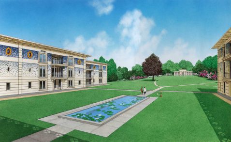 perspectief naar de tuinkoepel