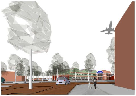 perpsectief straat en 'dorpsplein'